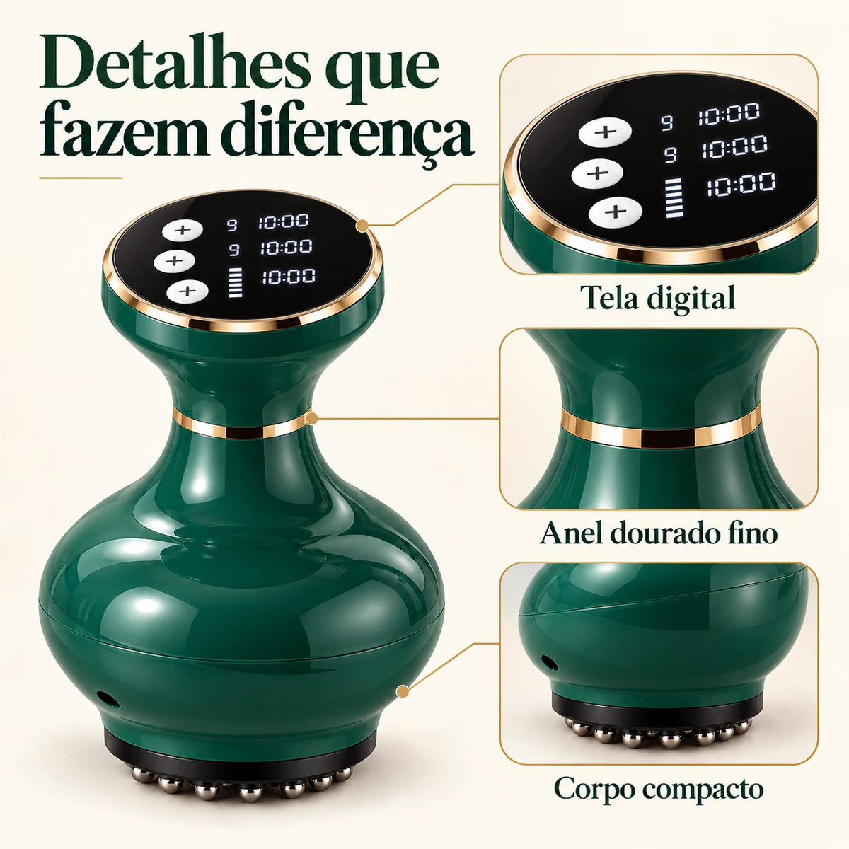 Detalhes de construção, materiais ou ajustes de Massageador Corporal com Sucção e Aquecimento